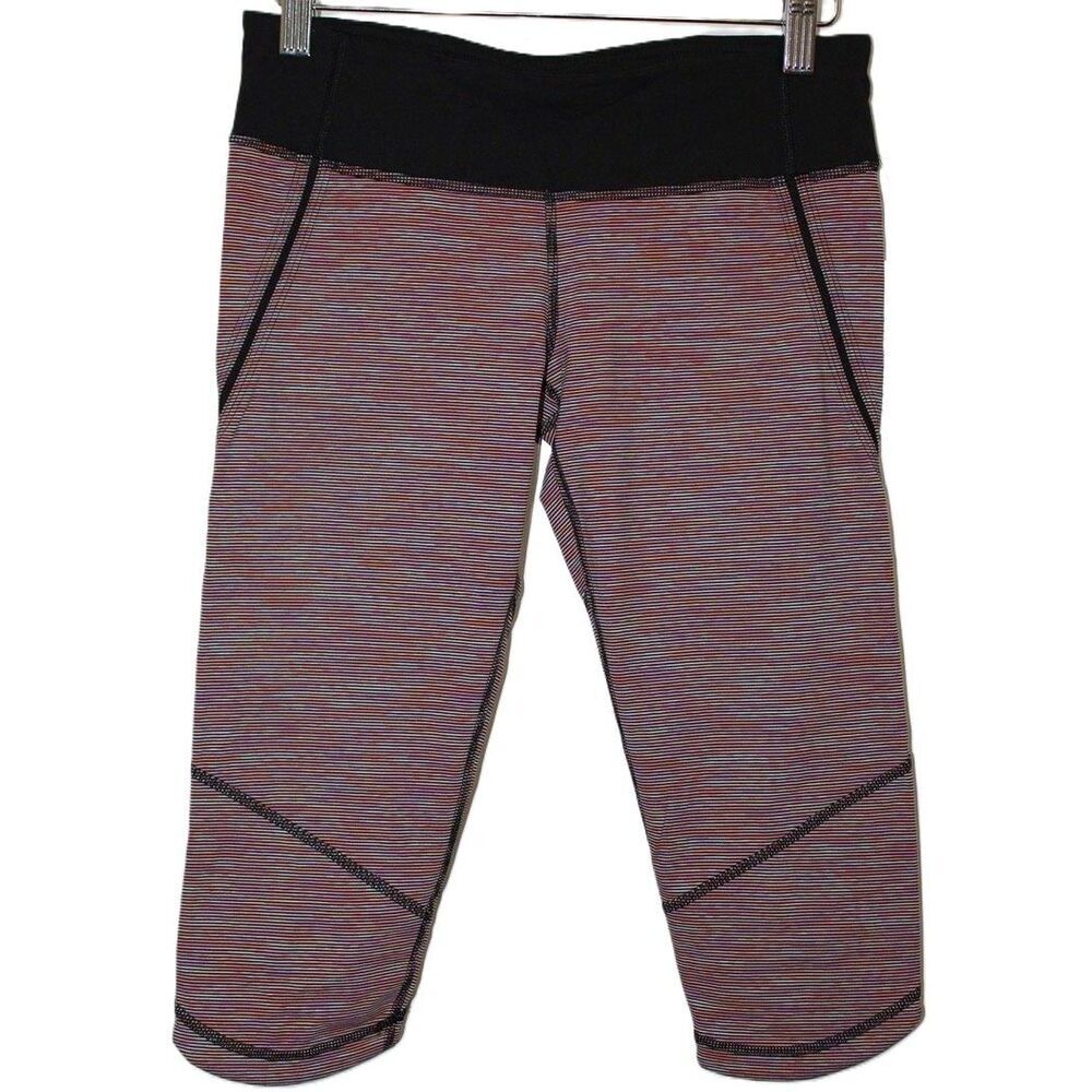 Lululemon Run Excel Cropp Wee Are From Space Multi Coral Cropped Leggings Size 6